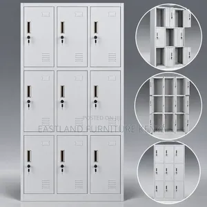 9-Door Steel Office Locker Cabinet - Gray