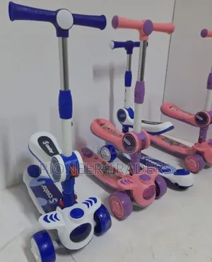 Adjustable Kids Scooter with Seat, Lights & Music