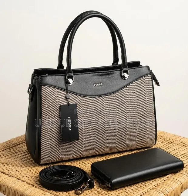 Luxury PEDRA 2-Piece Chevron Handbag & Zip Wallet Set - 1