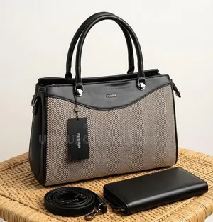 Luxury PEDRA 2-Piece Chevron Handbag & Zip Wallet Set