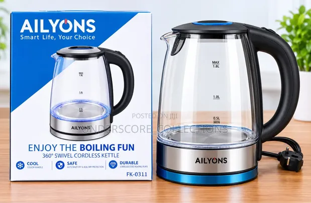 Ailyons FK-0311 1.8L Cordless Glass Electric Kettle - 1