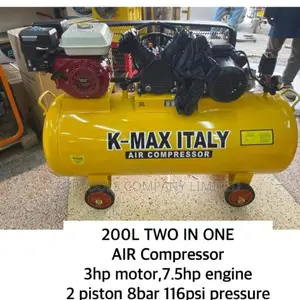 Kmax Italy 200L 2-in-1 Air Compressor (Petrol & Electric)