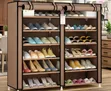 Double Column Shoe Organizer With Dustproof Canvas Cover - 1