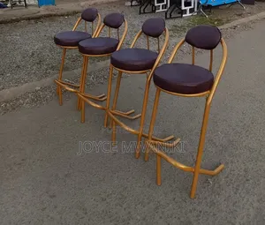 Gold Coated Bar or Counter Chair with Curved Backrest