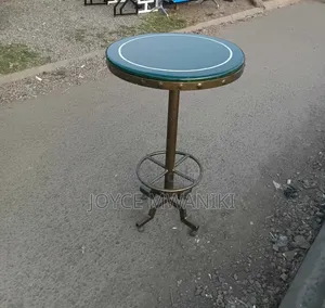 Meza ya Baa ya Mviringo ya Marumaru yenye Fremu Iliyopakwa