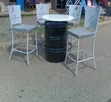 Antique White Coated Bar Chairs with Black Drum Table - 1