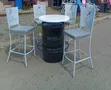 Antique White Coated Bar Chairs with Black Drum Table - 2
