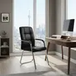 Modern Sled-Based Visitor Chair | Leather Seat - 1