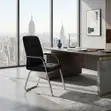 Modern Sled-Based Visitor Chair | Leather Seat - 4