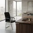 Modern Sled-Based Visitor Chair | Leather Seat - 5