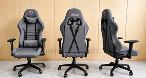 Kiti cha Michezo cha Kijivu cha Premium chenye Headrest na Lumbar Cushion