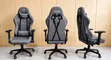 Kiti cha Michezo cha Kijivu cha Premium chenye Headrest na Lumbar Cushion - 1