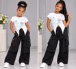 Set ya Suruali za Wideleg Cargo na Crop Top kwa Wasichana (Miaka 7-17) - 1