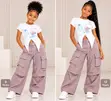 Set ya Suruali za Wideleg Cargo na Crop Top kwa Wasichana (Miaka 7-17) - 2