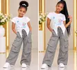 Set ya Suruali za Wideleg Cargo na Crop Top kwa Wasichana (Miaka 7-17) - 3