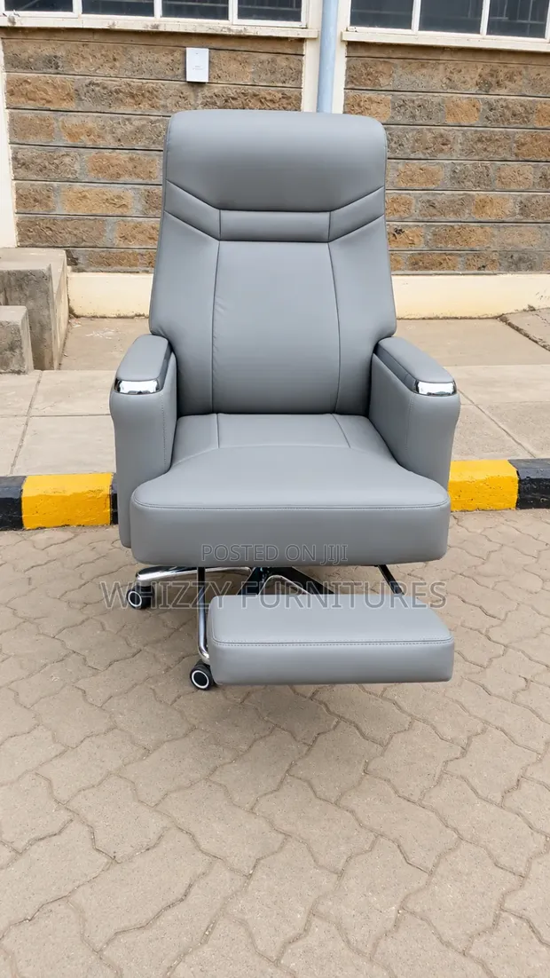 Luxury Executive High Back Office Chair | Gray Leather - 1