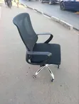 Black Mesh Office Chair with Armrests & Chrome Base - 2