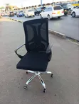 Black Mesh Office Chair with Armrests & Chrome Base - 4