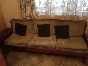 7-Seater Sofa Set with Mahogany Cabinet