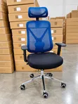 Red and Black Mesh Office Chair with Adjustable Headrest - 1