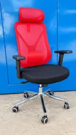 Red and Black Mesh Office Chair with Adjustable Headrest - 2