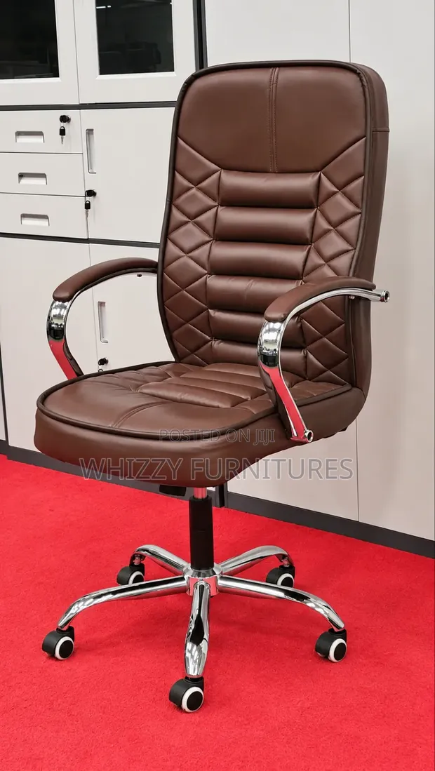 Kiti cha Ofisi cha Brown Leather Executive | Kiti cha Boss - 1
