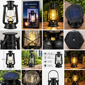 Large Vintage Solar Lantern for Home & Garden