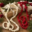 Red na White Felt Ball Krismasi Pendant Garland - 1