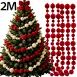 Red na White Felt Ball Krismasi Pendant Garland - 2