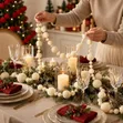 Red na White Felt Ball Krismasi Pendant Garland - 3