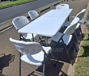 Set ya Meza na Viti vya Kukunja - Nyeupe