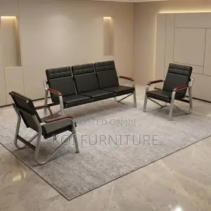 Executive 5-Seater Leather Sofa Set - Black