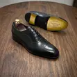John Foster Men's Black Leather Brogue Oxford Shoes - 1