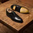 John Foster Men's Black Leather Brogue Oxford Shoes - 2