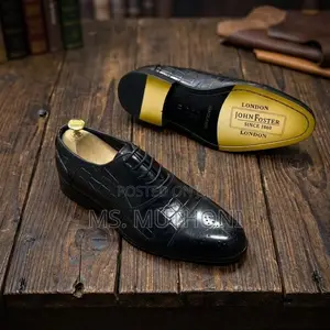 John Foster Croc-Textured Cap-Toe Oxford Shoes