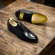 John Foster Croc-Textured Cap-Toe Oxford Shoes - 2