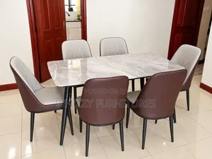 Marble Effect Dining Table with 6 Chairs