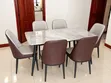 Marble Effect Dining Table with 6 Chairs - 1