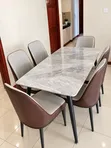 Marble Effect Dining Table with 6 Chairs - 2