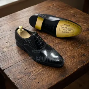 John Foster London Classic Black Leather Oxford Dress Shoes