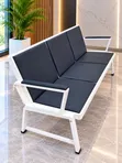 3-Seater Office Waiting Bench - Black & White Frame - 1
