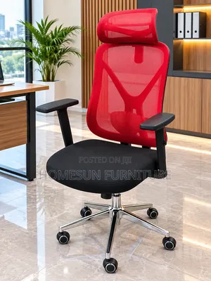 Kiti cha Ofisi cha Mtendaji chenye Headrest - Red Mesh