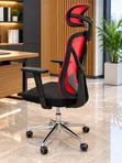 Kiti cha Ofisi cha Mtendaji chenye Headrest - Red Mesh - 2