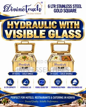 6L Chafing Dish ya Hydraulic ya Mraba - Dhahabu & Fedha