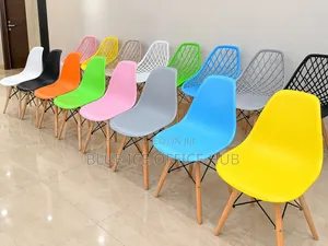 Eames Style Plastic Dining Chair with Wooden Legs