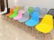 Eames Style Plastic Dining Chair with Wooden Legs - 3