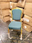 Teal Upholstered Banquet Chair with Gold Metal Frame - 1