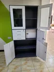 Office Cabinet White & Black with Glass Doors - 2