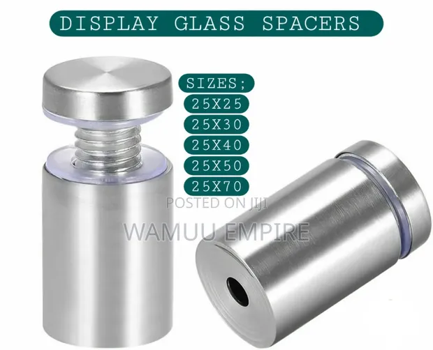 Display Glass Spacers - Brushed Stainless Steel - 1