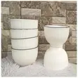 Set of 6 White Ceramic Bowls - 5.5" - 1